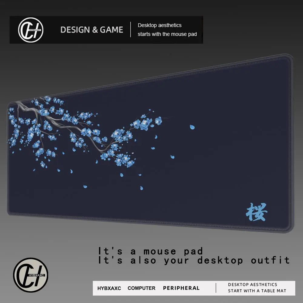 Japan Cherry Blossom Mouse Pad Blue Laptops GamingDeskmat Sakura Mousepad Anime Offce Carpet GamerKeyboard Computer Desks Desk Mat Cute