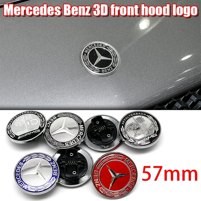 1PCS Compatible with Mercedes-Benz 57mm Front Hood Emblem Badge, 3D Car Logo Replacement, Luxury Sport Style Exterior Decoration Accessory, for C E S GLC GLE Class W204 W205 W212 W213 W221 W222 X253 W166