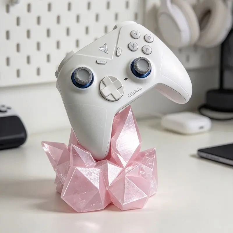 3D Printed Crystal Controller Stand, Game Controller Holder Compatible with Switch Pro Controller, Gaming Desk Display Accessory