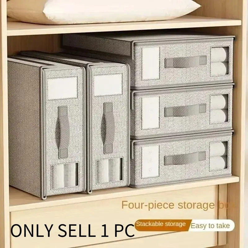 1Pc Non Woven Bed Sheet Organizer, Foldable Wardrobe Storage Bag for Bedding Quilt Blanket & 4 Piece Sheet Set