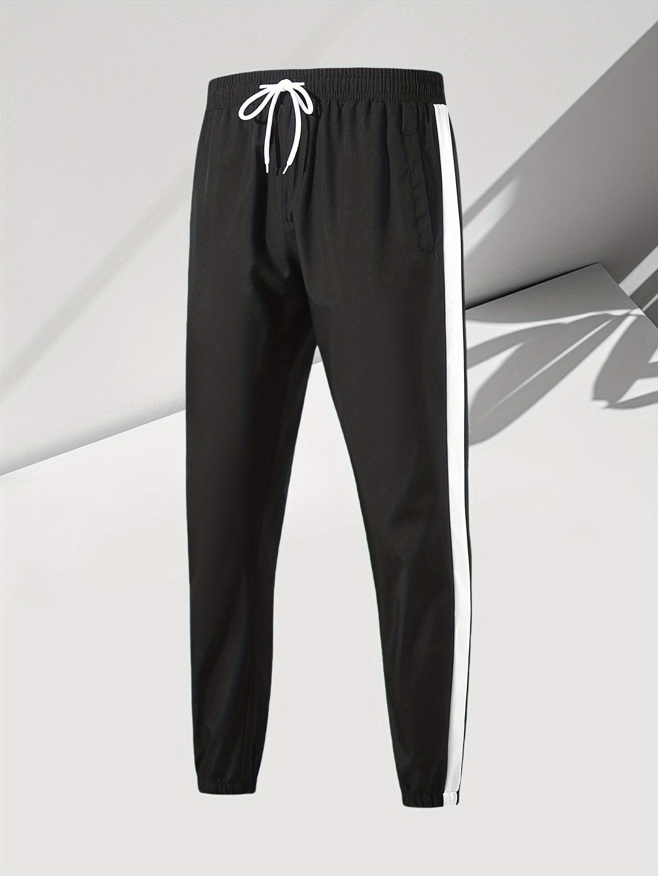 Men's casual two-piece set, stylish contrasting zipper hooded jacket, breathable solid color drawstring pants