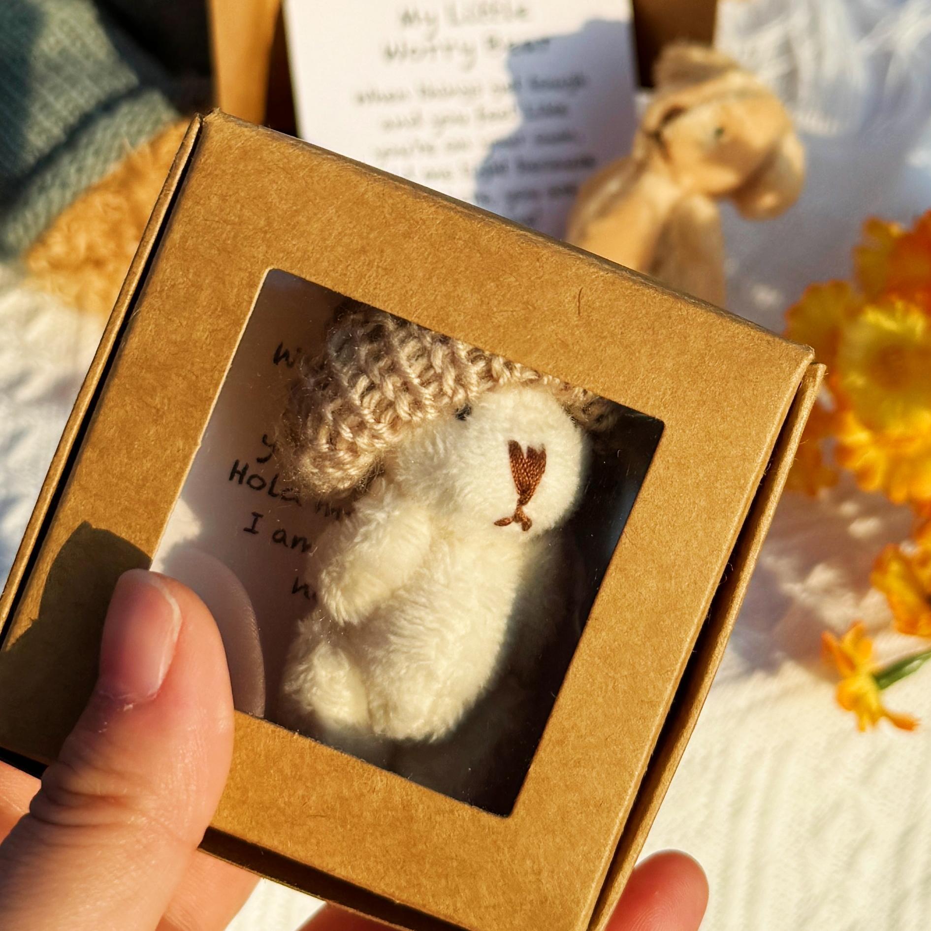 Little Bear in Box, Gift Box Design, 1 Set Mini Plush Bear with Inspirational Card, Sympathy Gift