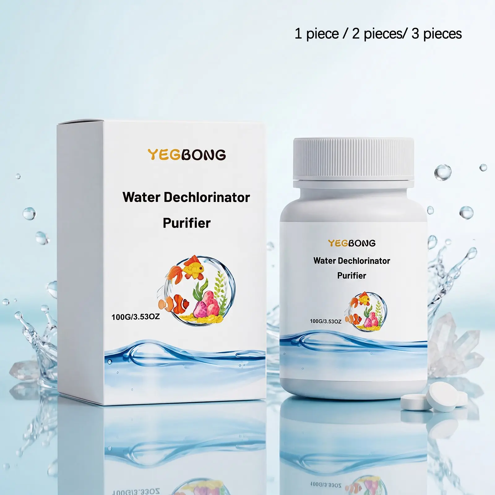 Fish Tank Cleaner (100g/100g*2/100g*3), Clear Water, Quick Dissolve, Algae Removal, Non-Toxic, Fish Safe, Aquarium Maintenance