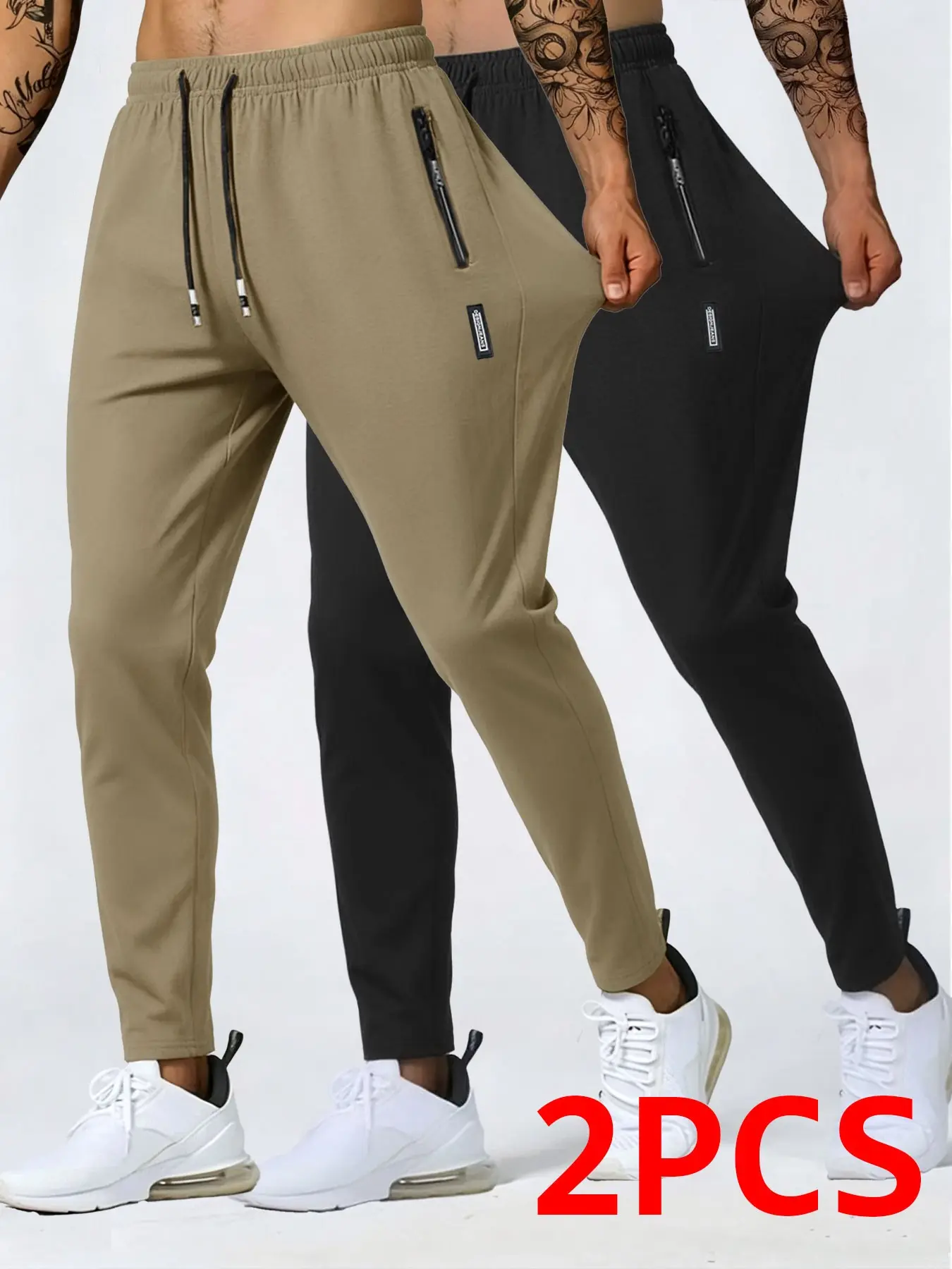 Men's Ice Silk Straight Leg Pants, Casual Style, High Elastic Cool Dry Fabric, Zip Pocket Drawstring Waist, Daily Walking Fitness Outdoor Commute Pants