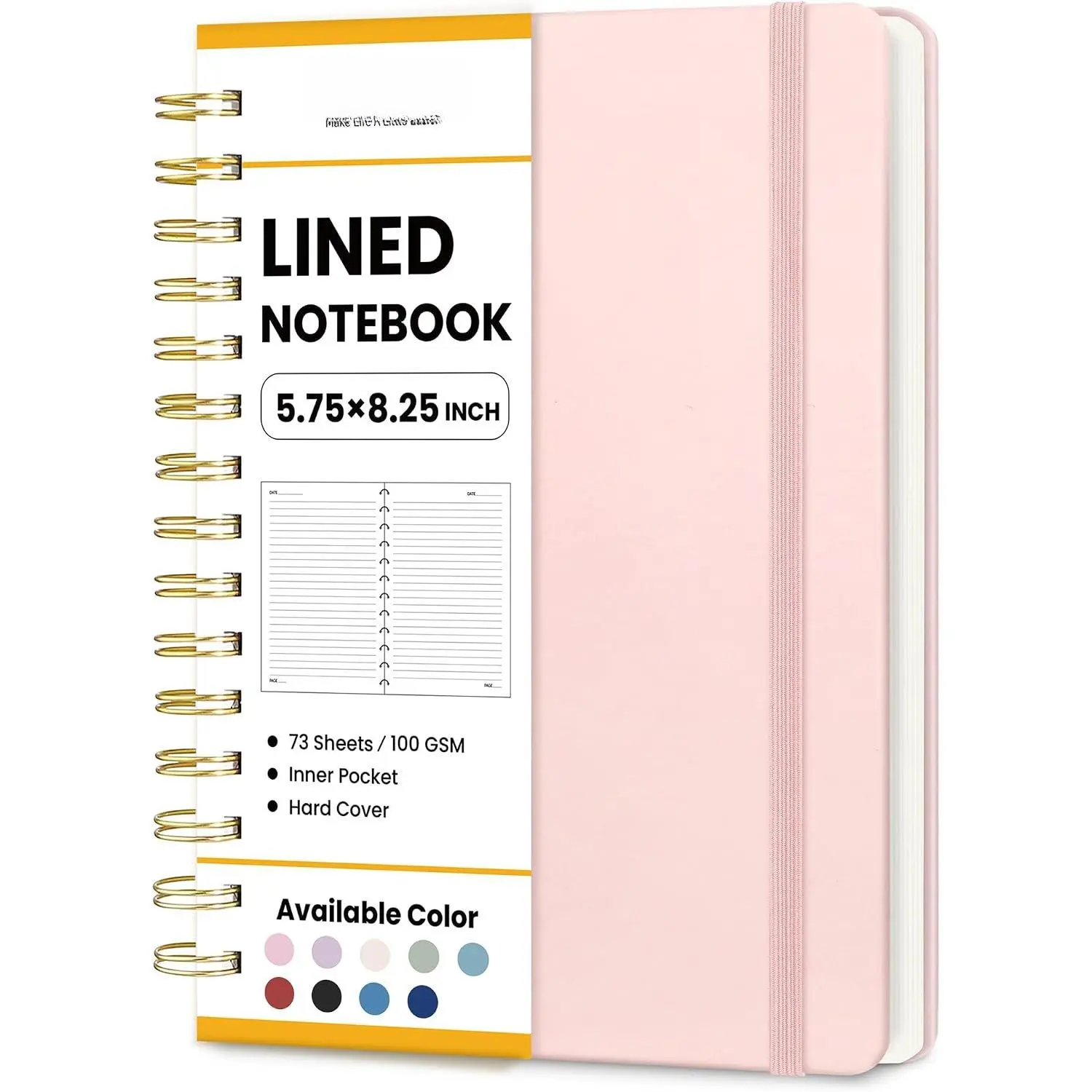 Women's A5 Size Lined Spiral Notebook, 146 Pages College Ruled Hardcover with Metal Binding, Office School Supplies for Work Note Taking, Hardcover Book