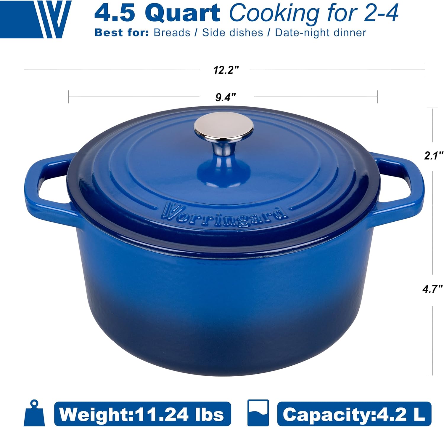 Enameled Cast Iron Dutch Oven Pot with Lid, for Bread Baking, Round Bread Oven- include Sourdough Bread Baking Supplies Set, 4.5QT, Blue Enameled Cast Iron Dutch Oven Pot with Lid, for Bread Baking, Round Bread Oven- include Sourdough Bread Baking Supplies Set, 4.5QT, Blue