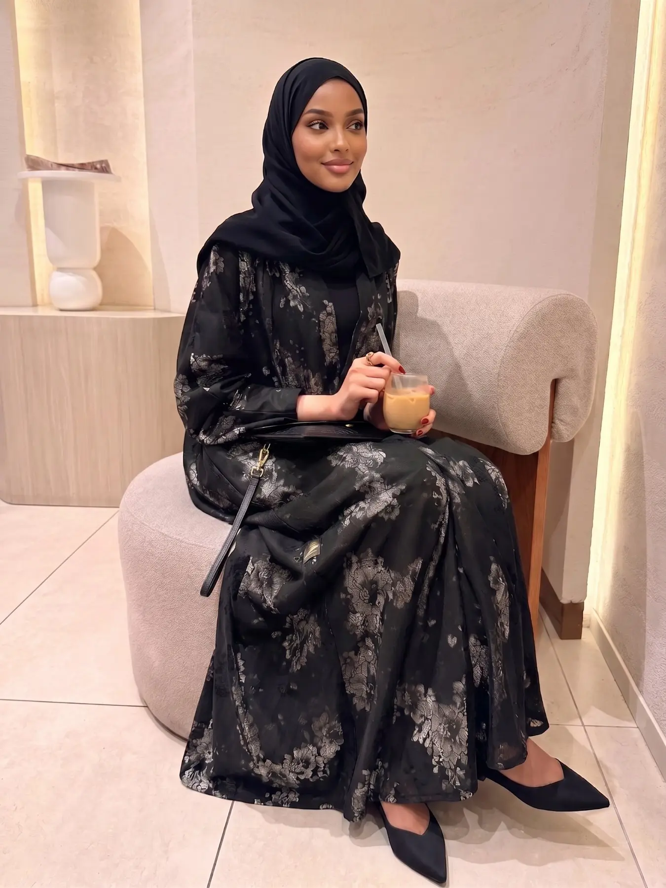 New Muslim Women's Lace Outer Robe, Loose Fit Long Sleeve Abaya, Elegant Casual Dress for All Seasons, Dubai Luxury Style