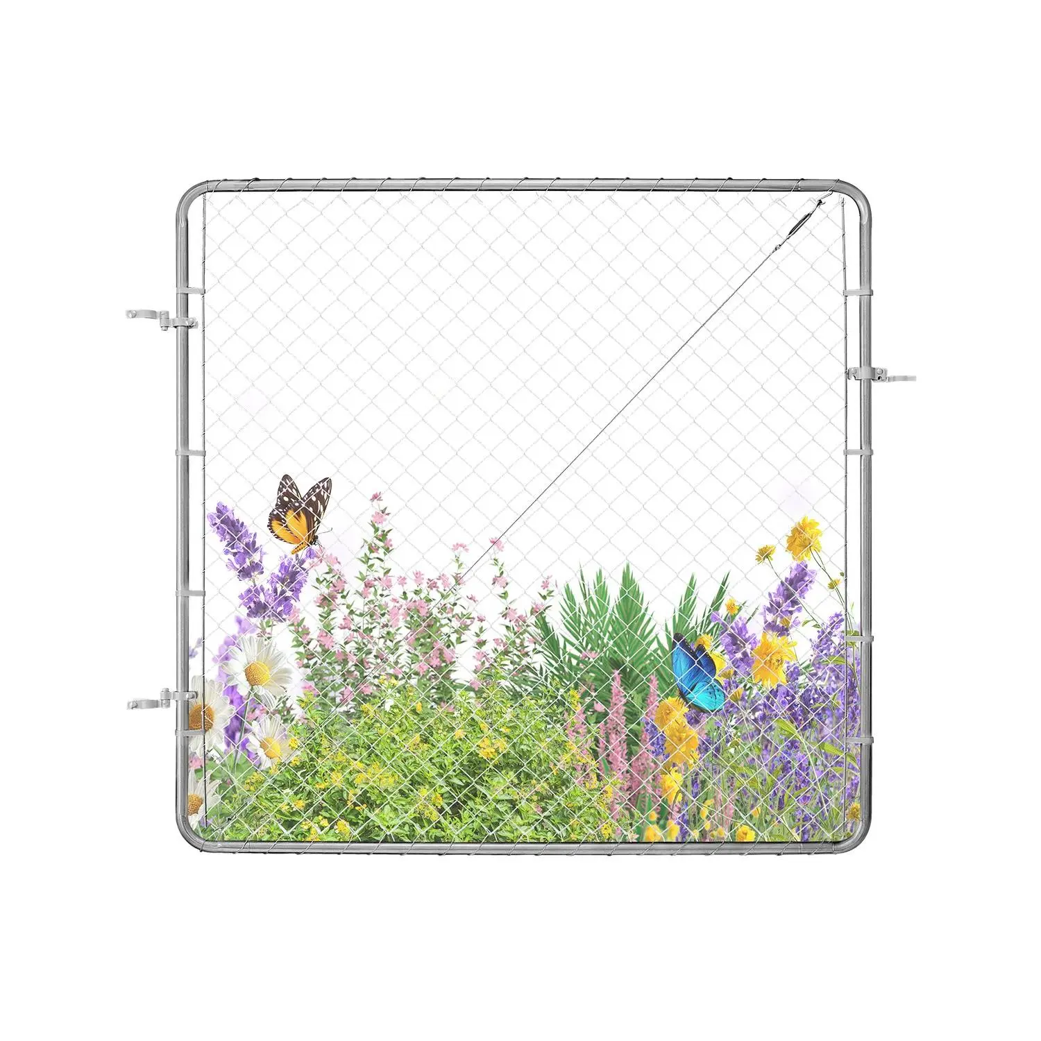 Chain Link Fence Gate, 70x 72 in, Adjustable Chain Link Fence Panel, Fit 3 ft (W)x 4 ft (H) Garden Fence Gate Opening, Rust-Resistant Galvanized Fencing Gate for Farm Posts Not Included