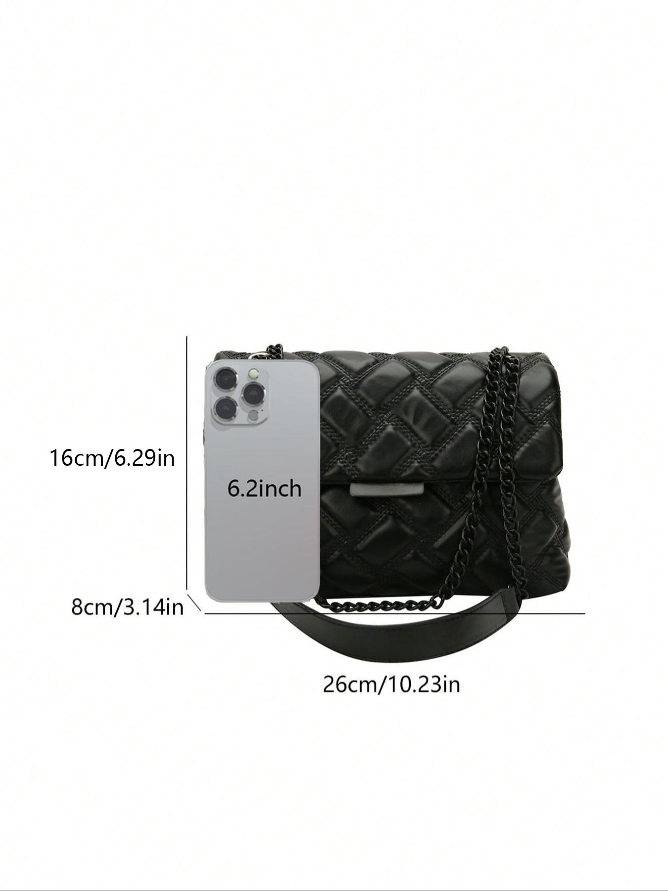 Women's Elegant Quilted Chain Strap Crossbody Bag, Casual Trendy Bag, Trendy Minimalist Shoulder Bag, Chic All-match Crossbody Bag for Daily & Work Use, Crossbody Purses