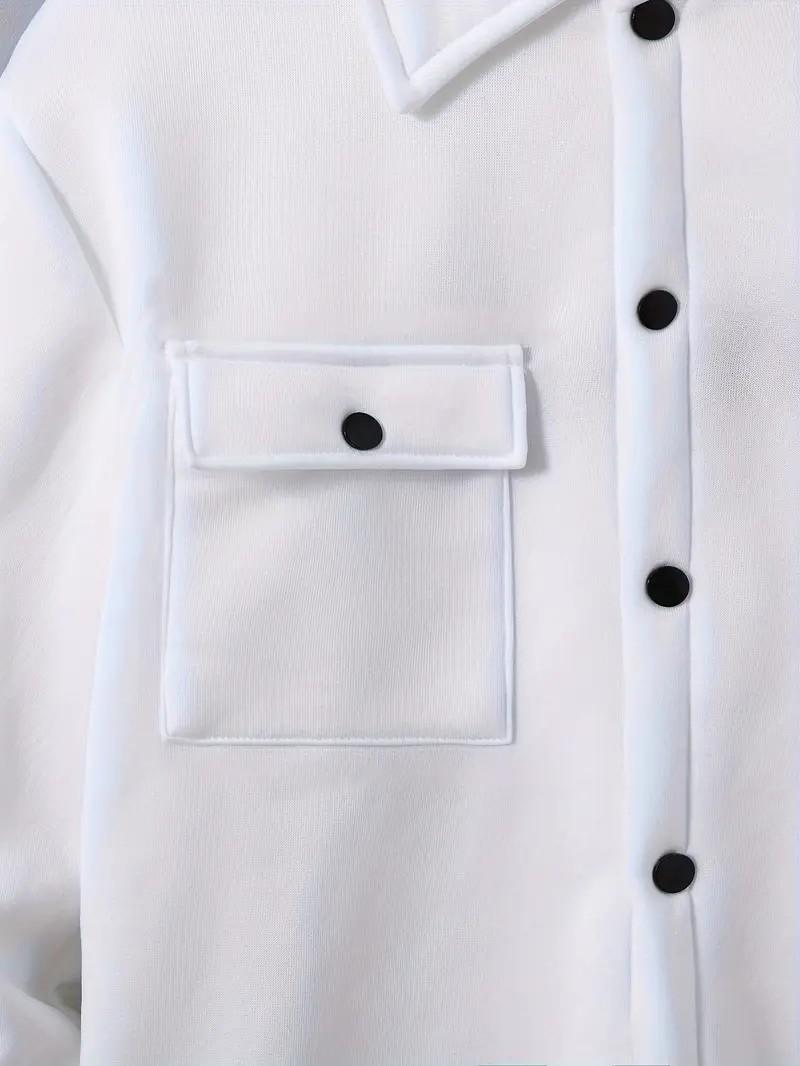 Men's Fashion Solid Color Pocket Open Button Collar Jacket and Solid Color Tethered Pants Set