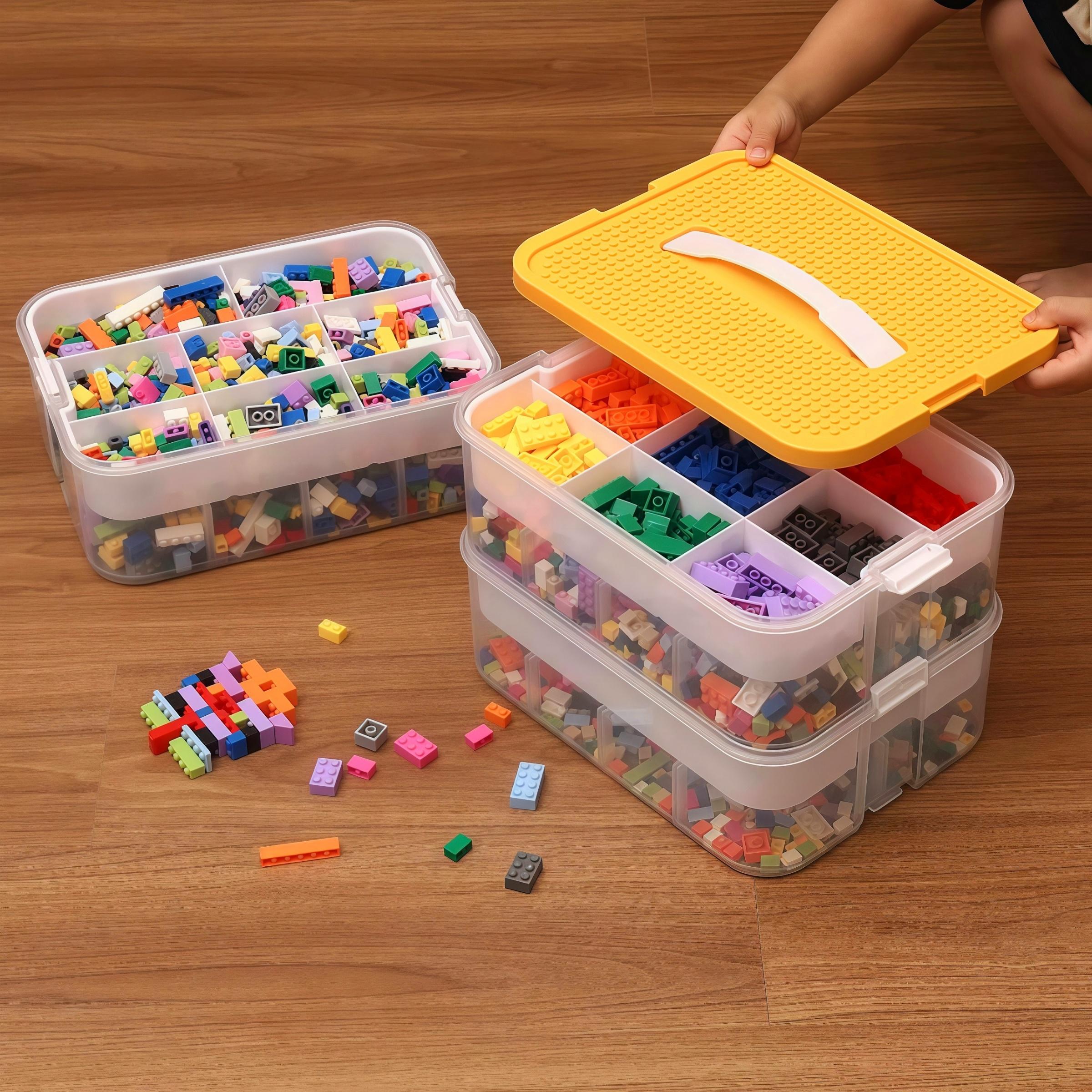 1 large particle building block storage box, super large capacity parts sorting bucket, 3-layer stackable storage box, suitable for home organization, ideal for bedrooms and game rooms, Multilayer Storage, Multifunctional Storage Bin