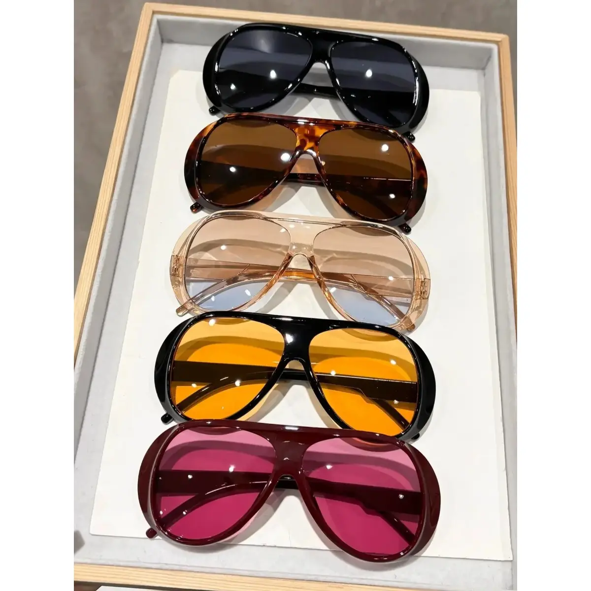 5-Pack Square Sunglasses for Women, Leopard Animal Print Statement Frame Glasses, Lightweight Eyewear Fashion with UV400 Protection, Womens Sunglasses, Stylish Accessories, Retro, Anti-Uv Women's Sunglasses