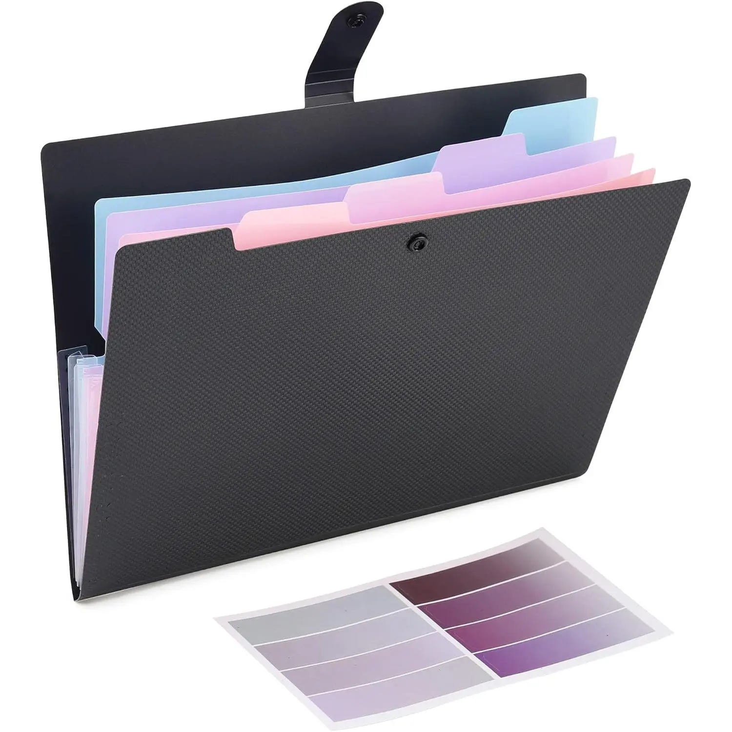 Expanding File Folder, 5 Pocket Cute Folders with Labels Letter Size Accordion File Organizer Portable Expandable File Folder For Documents Aesthetic Paper Organizer Folder for School Office