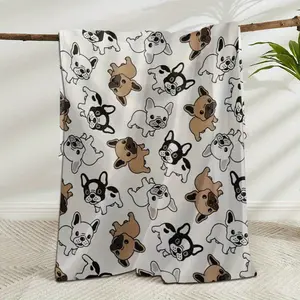 French Bulldog Print Flannel Blanket - Suitable For Bed, Sofa, Travel, And Camping, Ultra-Soft And Cozy Plush Blanket For All Seasons