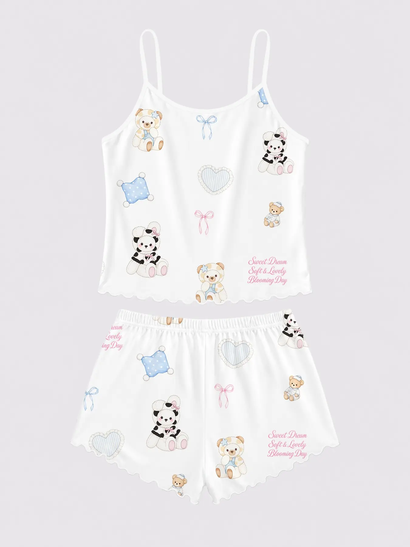 Women's Two-Piece Pajama Set, Strap Top & Elastic Waist Shorts, Casual Comfortable Home Sleepwear, Suitable for All Seasons