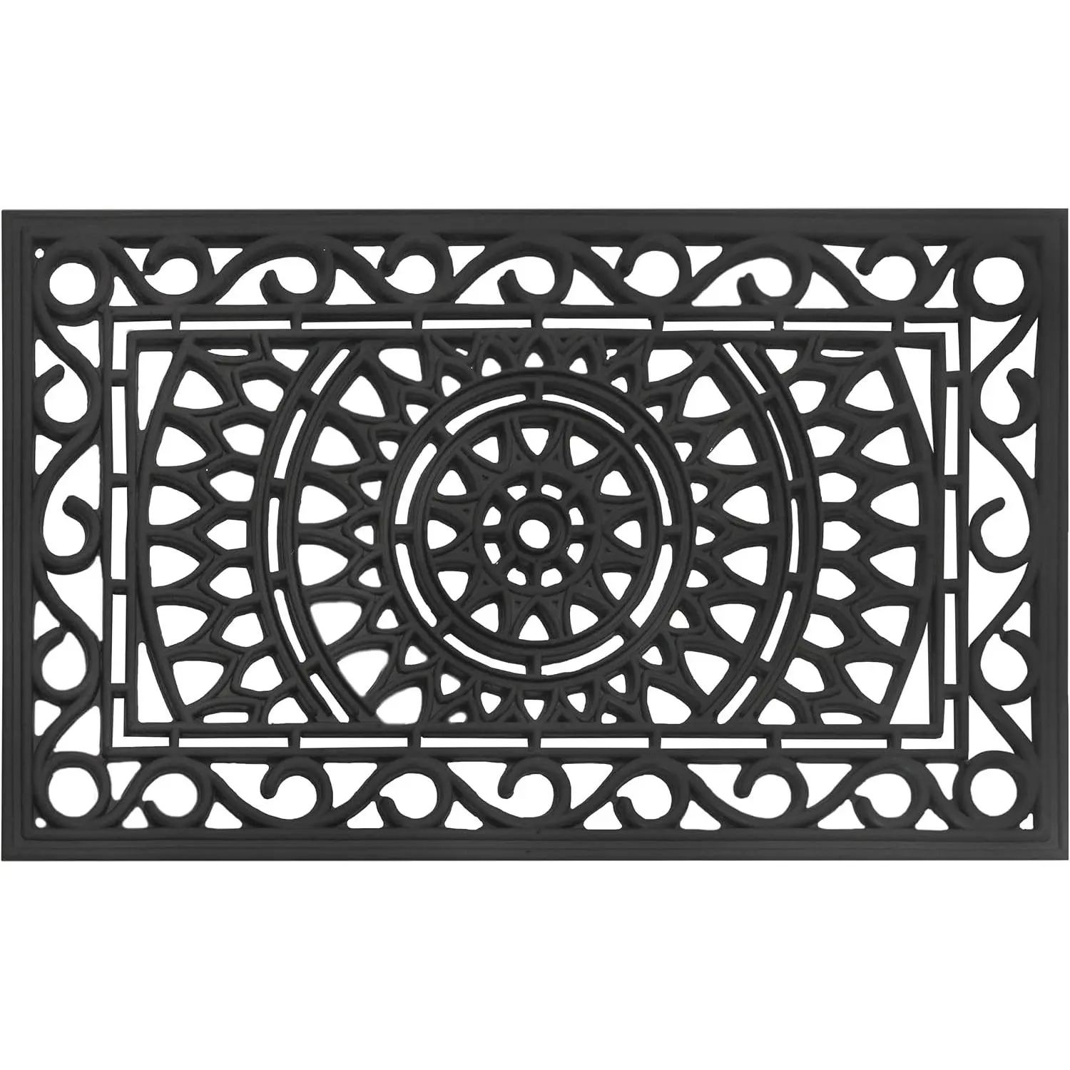 Sunburst Rubber Doormat -  Weather 17x30 Entryway Doormat | Decorative Heavy Duty Welcome Mat - Durable Non Slip Indoor Outdoor Doormat - Easy Clean High Traffic Patio Front Doormat
