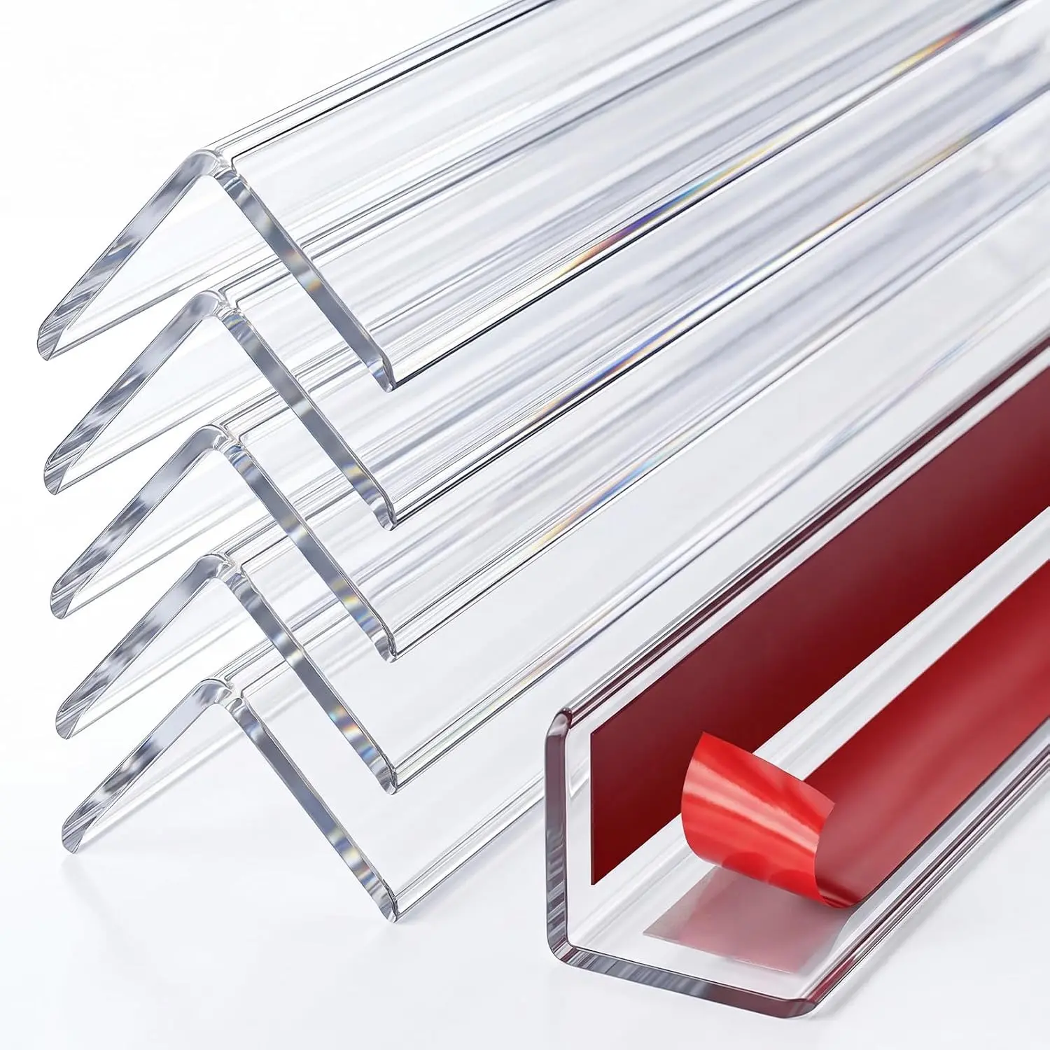 Wall Corner Protector, 17.7" Clear Corner Guard, Self Adhesive Plastic Wall Guards, Rigid PVC Edge Protection Strip, 6 Pack