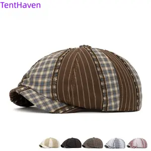 2026 Color blocked Duck Tongue Hat Spring and Summer Retro Beret British Fashion Newspaper Children's Hat Art Forward Hat Outdoor Sunshade Hat