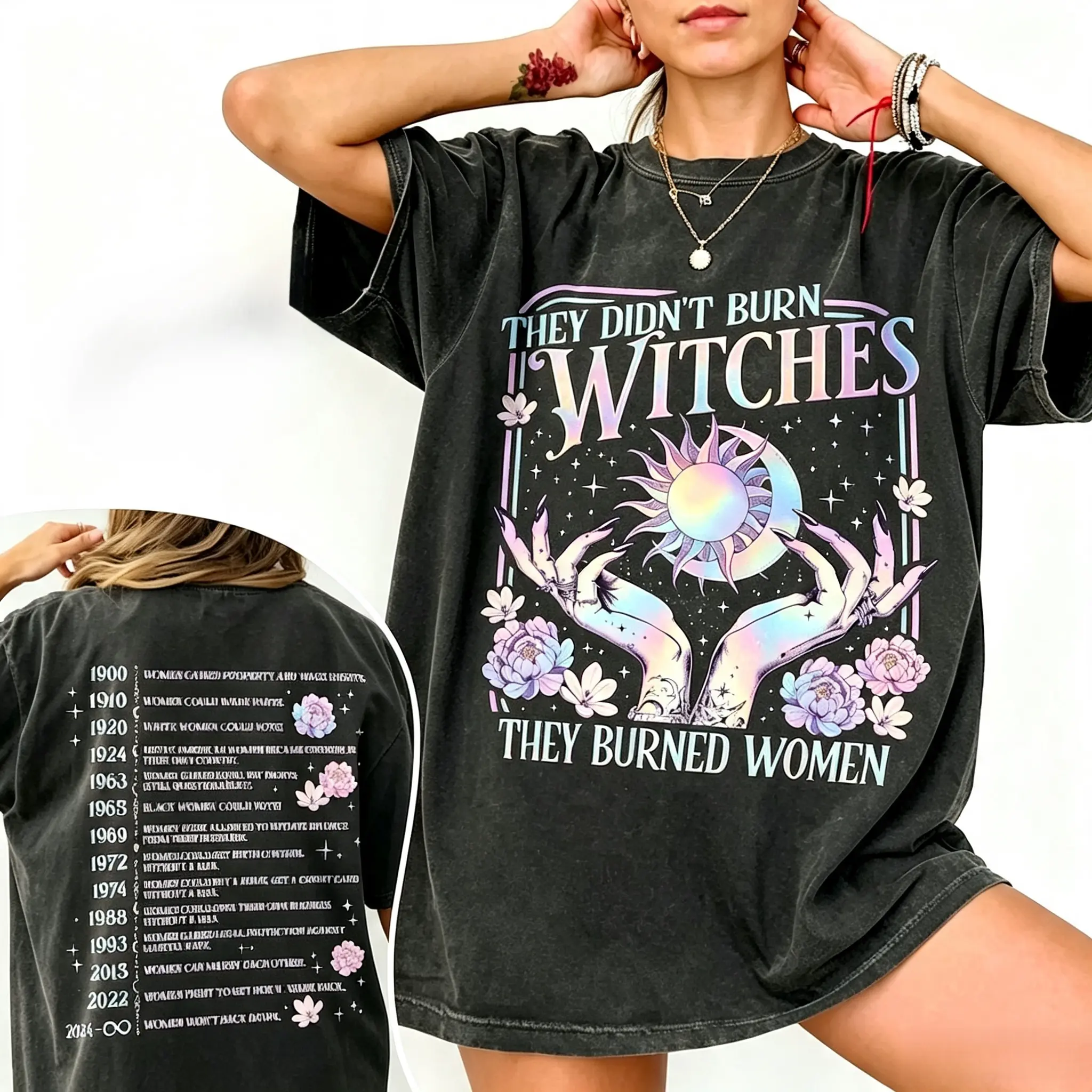 Halloween Witch Washed T-Shirt,They Didn't Burn Witches They Burned Women Shirt , Feminist Witch T-Shirt, Bury The Patriarchy Tee, Women's Rights Gift