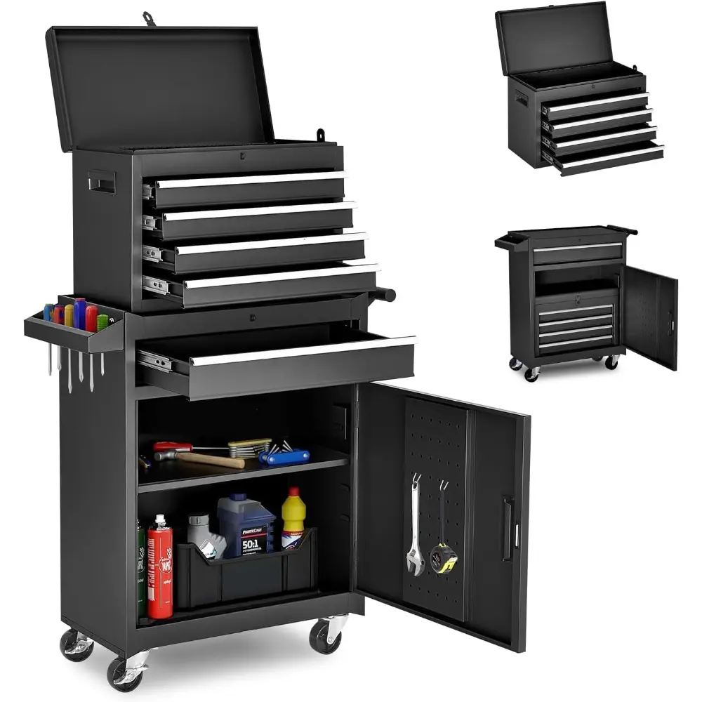 5-Drawer Tool Chest Cabinet with Wheels, Rolling Metal Tool Cart with Sliding Drawers and Protective Liner for Garage, Workshop