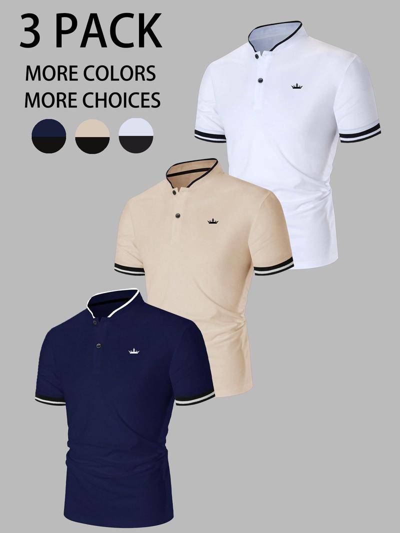 Men's Colorblock Short Sleeve Polo Shirt, Polo Tees, Regular Fit Casual Fashion Comfy Top for Summer, Men's Clothes for Daily Wear, Gamis