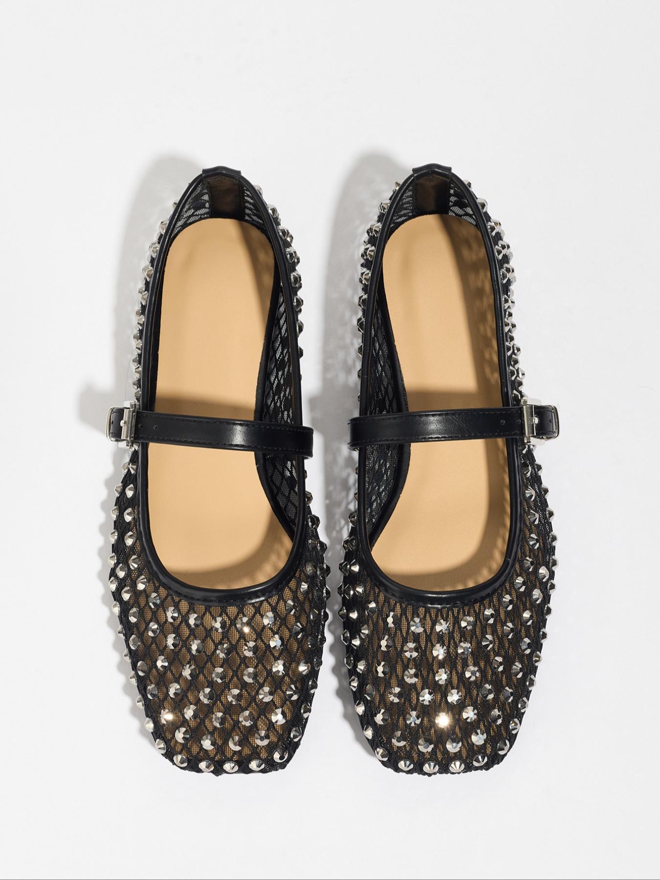 Women's Fashionable Studded Decorated Ballet Flats, Elegant Comfortable Flat Shoes for Daily Wear, Casual Trendy Shoes for Women & Girls, Running, Ballerina Flats Shoes