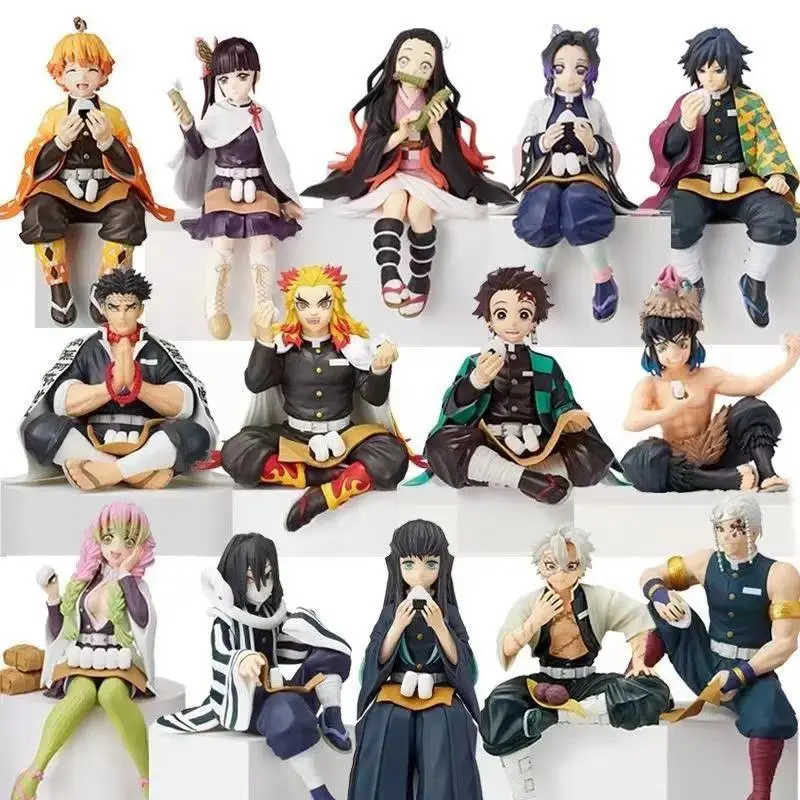 Kimetsu No Yaiba Demon Slayer Anime Figure Merch - Rice Ball Tanjiro, Nezuko, Zenitsu Detailed Models, Versatile Use for Desktop, PC Case Decor, Gift Idea for Fans