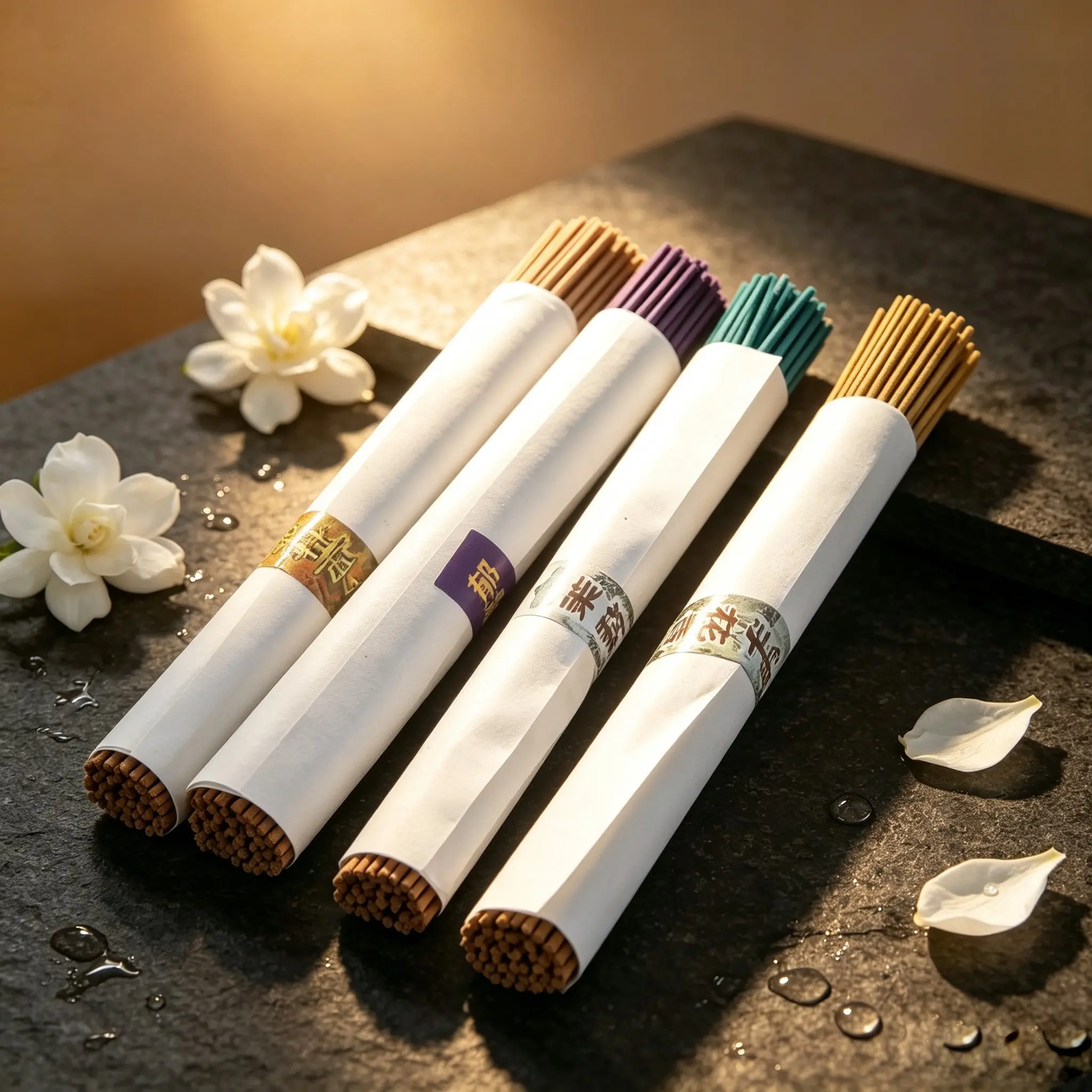 400pcs Natural Scented Incense Sticks, Four Scents Available, Jasmine, Gardenia, Lily, Osmanthus, Ideal for Home, Office, Meditation, Stress Relief, Home Fragrance Products