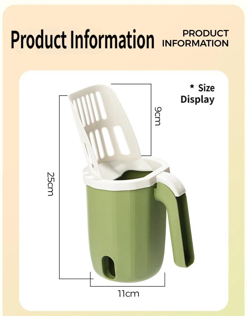 Multi-Function Cat Litter Scoop With Built-In Trash Bin, Large Capacity Litter Scooper With Bag Storage, Dual Gap 6mm+8mm Sifter Scoop For Most Cat Litter, No-Mess Litter Box Cleaner With Ergonomic Handle