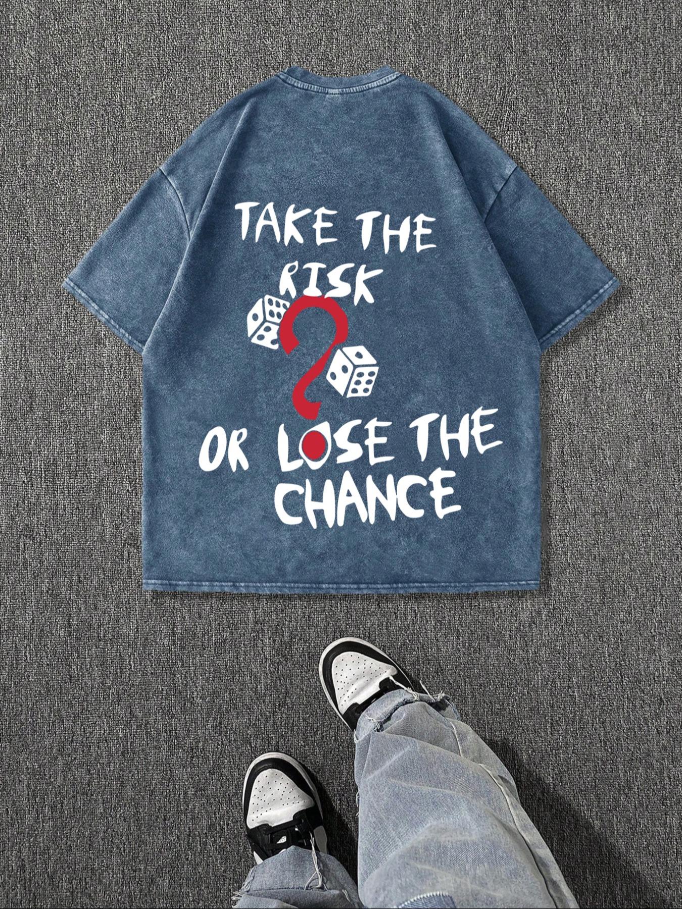 Men's Vintage Dice Print Round Neck Tee, Regular Fit Casual Short Sleeve T-shirt for Summer, Men's Top for Daily Wear