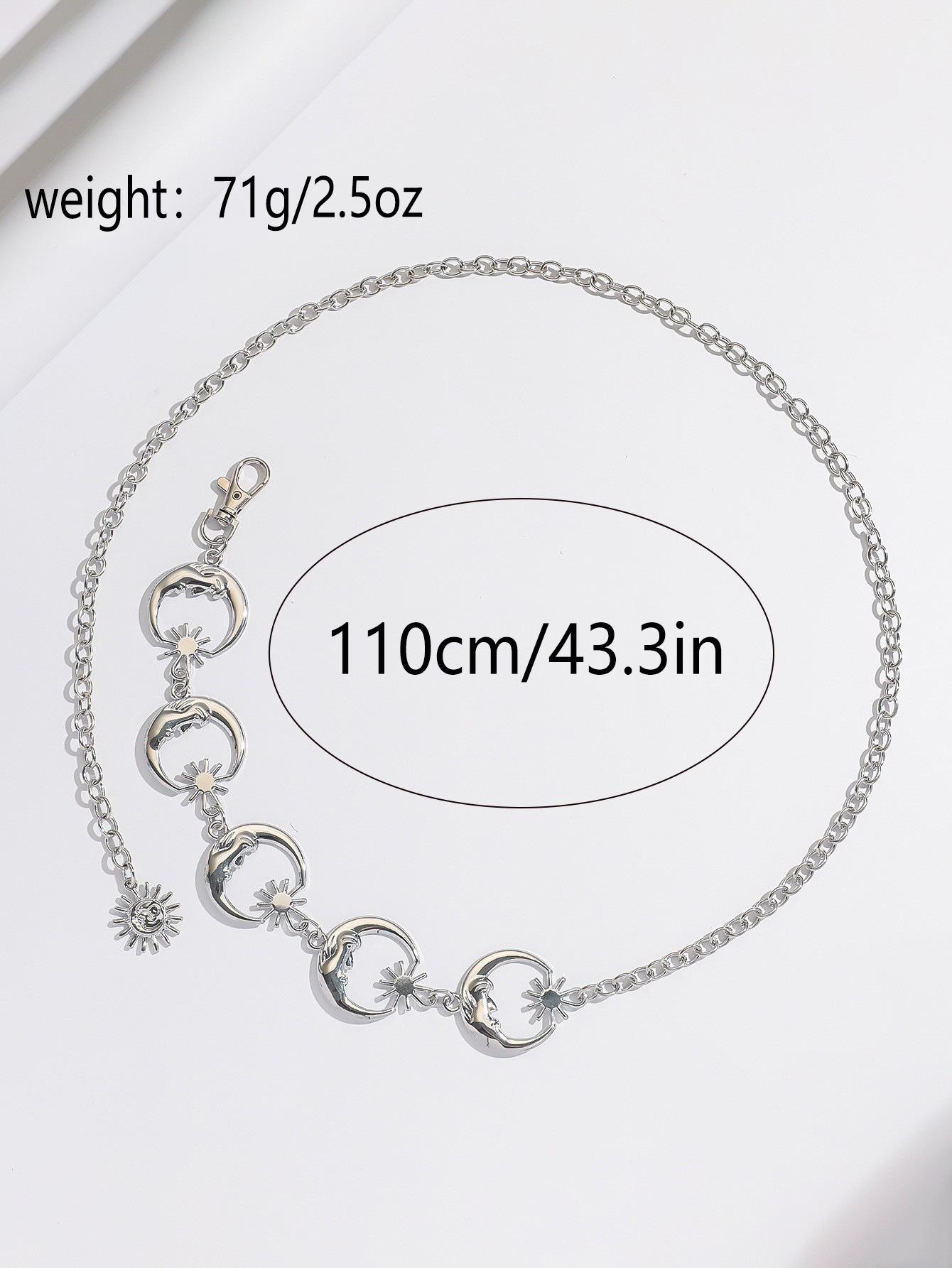 Vintage Moon Star Pendant Waist Belt| Hip Hop Metal Body Chain| Trendy Goth Accessory