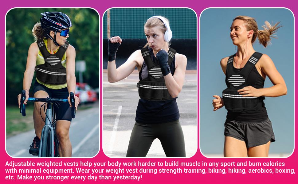 Adjustable Weighted Vest Women, 4-10 Lb/6-20 Lb Weight Vest with Ironsand Weights and DIY Zone for Walking, Jogging and Strength Training