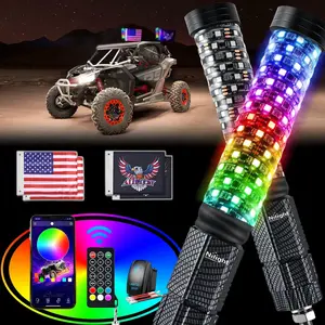 Nilight 1Pc 2FT Spiral Antenna Bluetooth Remote & App Control LED Fat Whip Light - Flickering, High-Brightness, RGB, Illuminated, Multichrome Novelty Lighting, Flickering Novelty Lighting