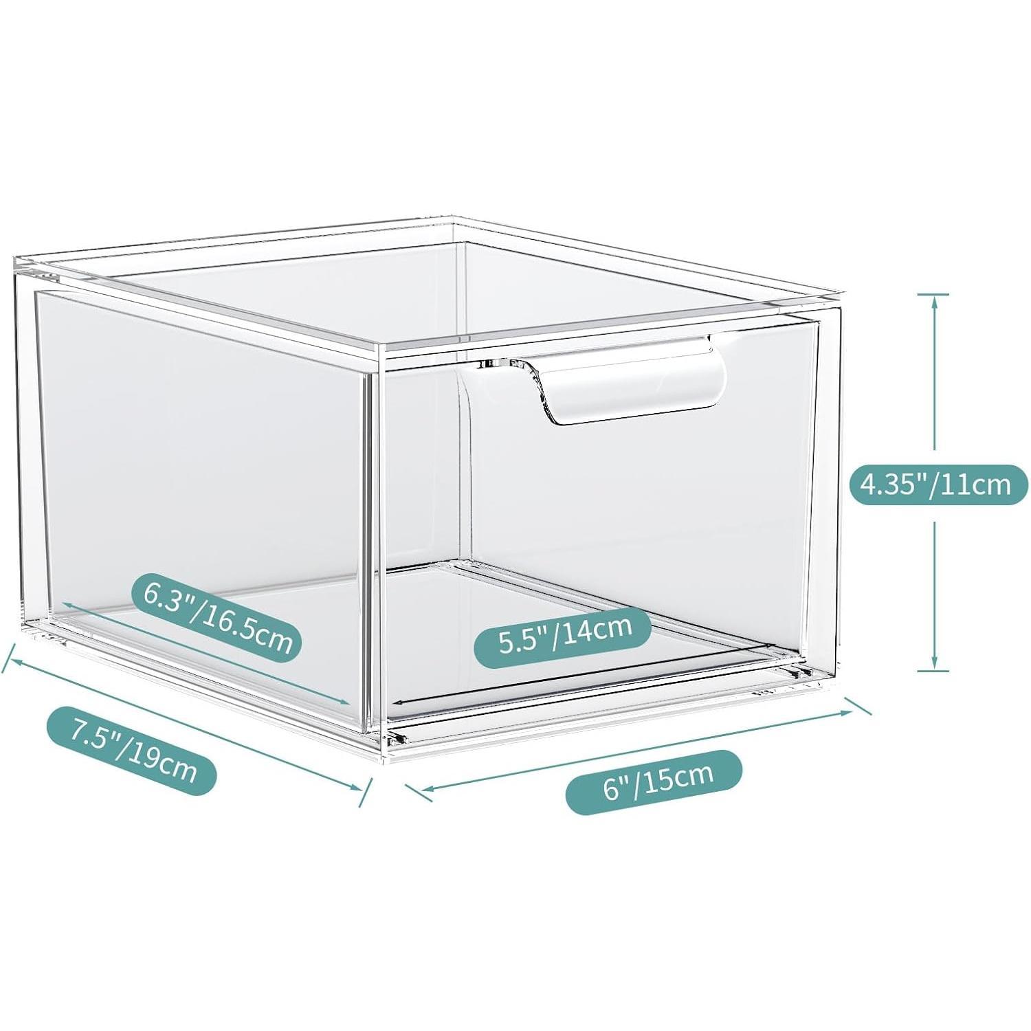 2 Pack Stackable Makeup Organizer and Storage, Organizers,Clear Plastic Storage Drawer with Handles for Vanity, Undersink, Kitchen Cabinets, Pantry 2 Pack Stackable Makeup Organizer and Storage, Organizers,Clear Plastic Storage Drawer with Handles for Vanity, Undersink, Kitchen Cabinets, Pantry