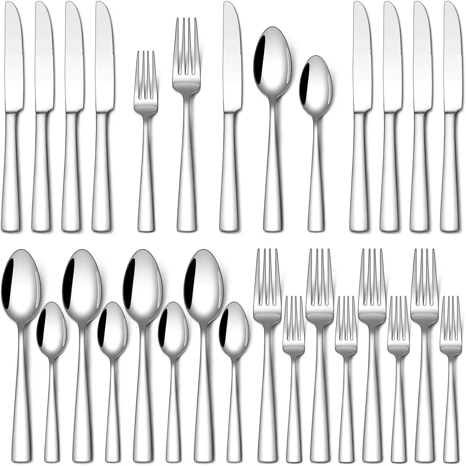 20 count Silverware Set, -Grade Stainless Steel Flatware Sets for 4 Mirror Polished Cutlery Utensil Sets Include Dinner  Spoons and Forks Set Dishwasher Safe for  Restaurant