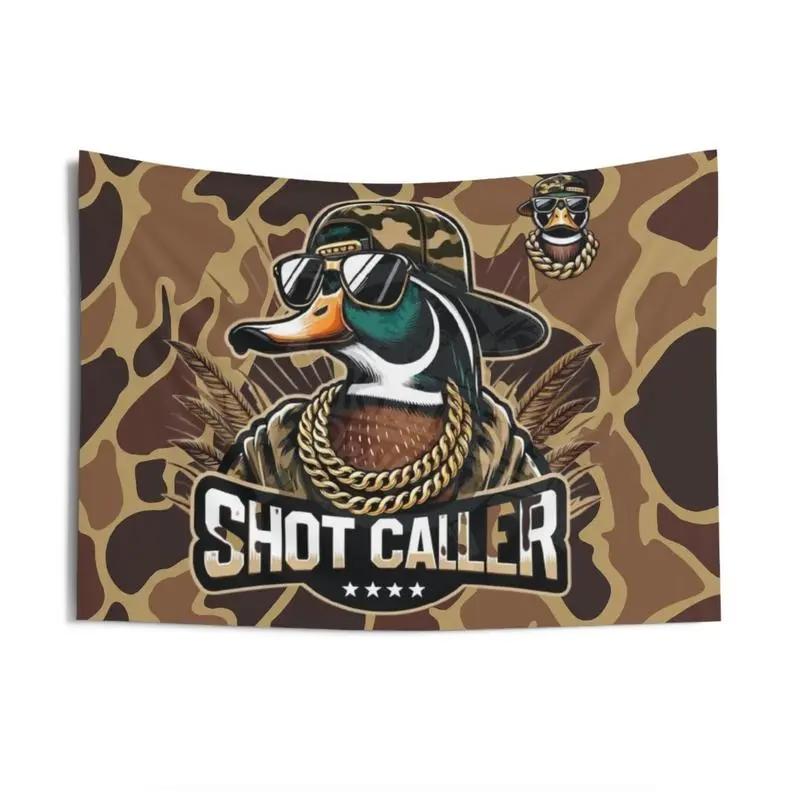 Flair Hub Camouflage Shot Caller Duck Hunting Tapestry Poster For Decorate Clubs Concerts Bars University Dormitories Living Rooms Bedrooms Print Peach