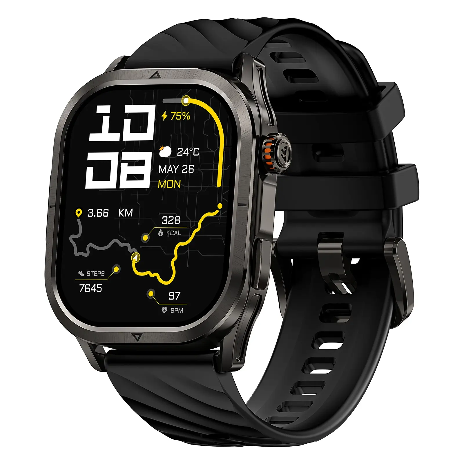 KOSPET Magic P10 Smart Watch with GPS & Compass, Stainless Steel Body, 50-Day Battery, 1.96" AMOLED, 5ATM Waterproof, Compatible for Android & iOS