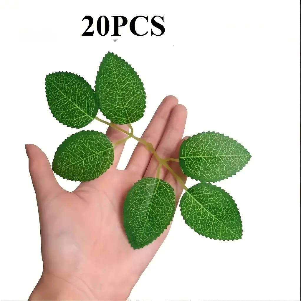 20pcs Simulation Rose Leaf, DIY Wedding Decorations, Holiday Accessories