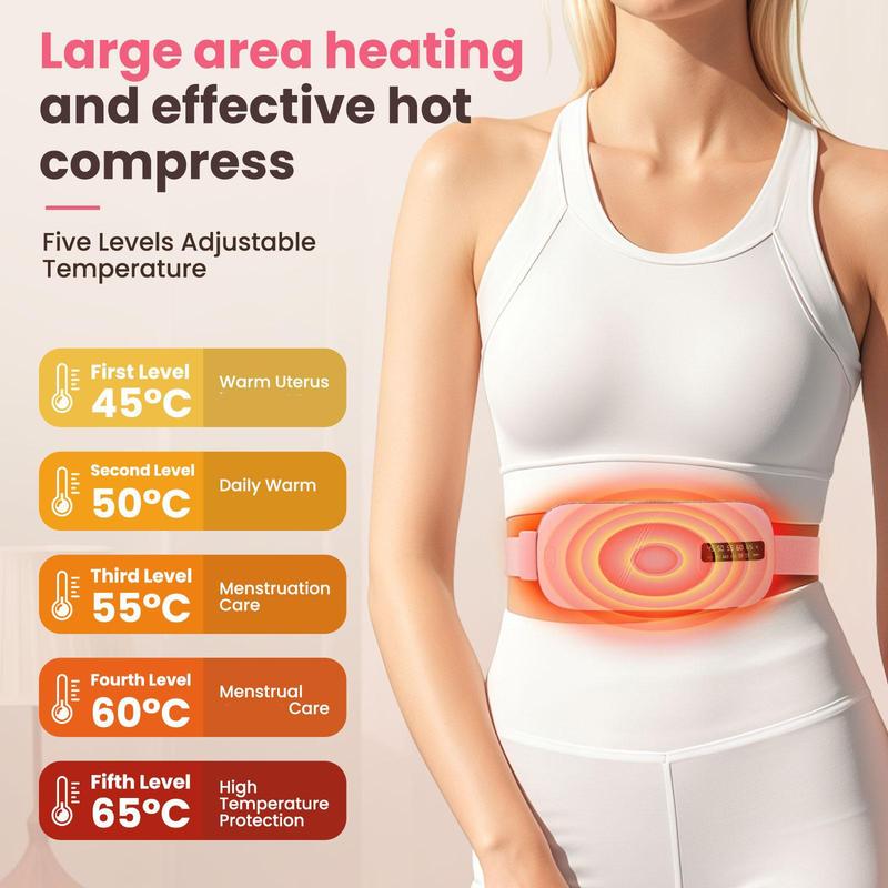Menstrual Heating Pad Waist Massager, 5-level Hot Compress & 4-level Vibration Waist Belt, Women's Personal Care Appliances for Home & Travel