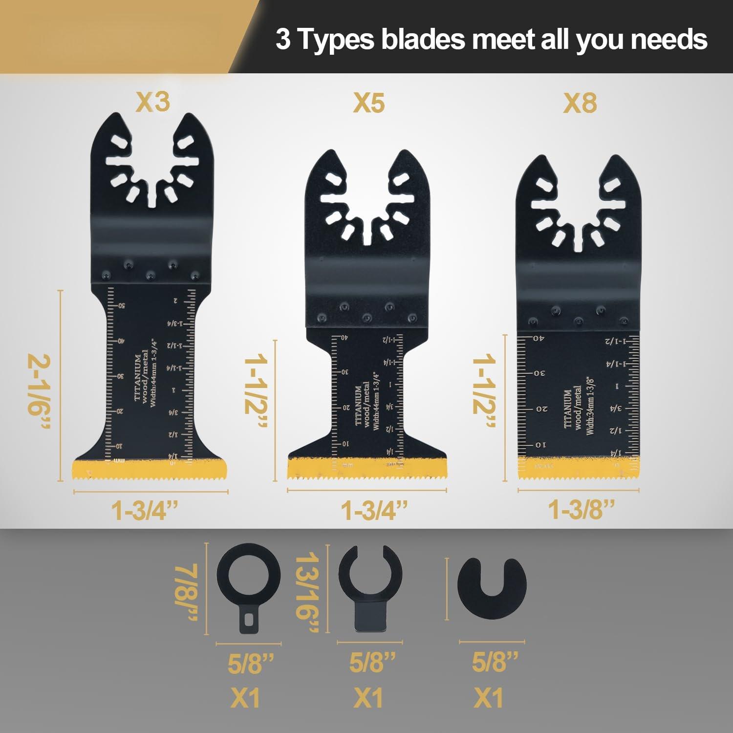 16 count Titanium Oscillating   Universal Multitool  for  Hard Material, Metal Nails, , Plastic, Oscillating Tool  Kit fit