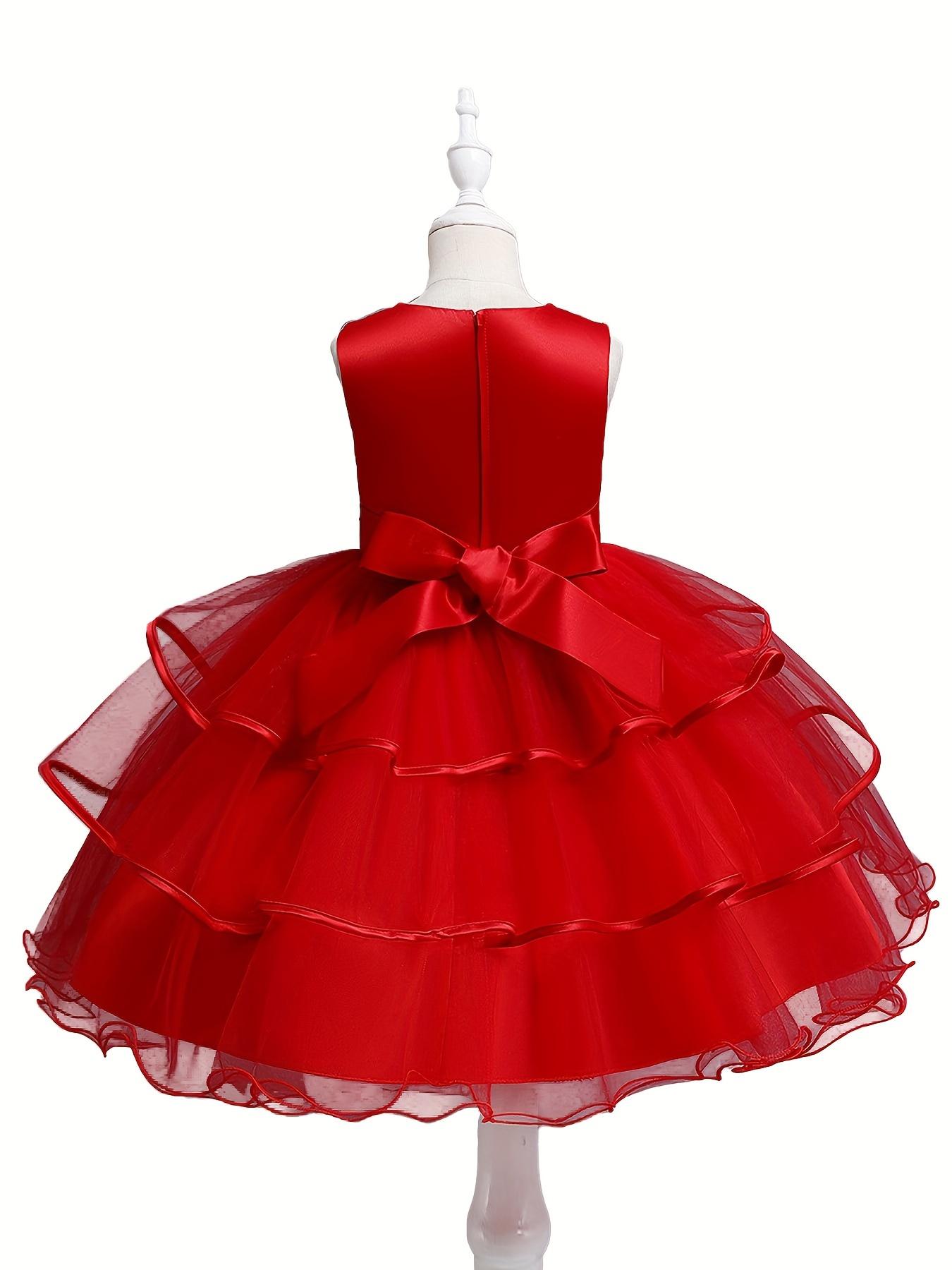 Formal Occasions Girls Mesh Embroidered Puffy A-line Princess Dress Birthday Evening Party Wedding Flower Girls Party Dress Gifts  Gifts