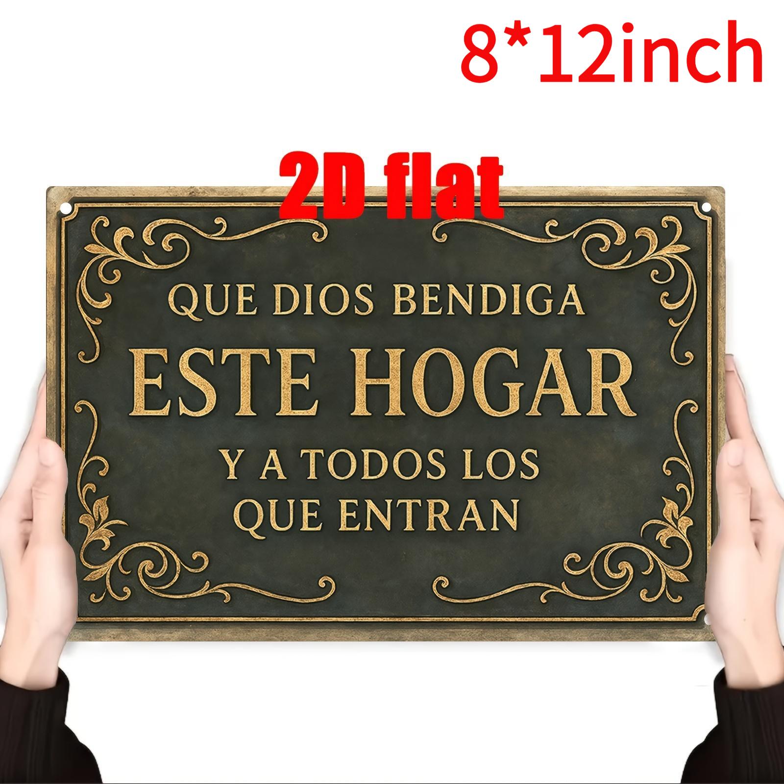 2D Flat, 1pc，8*12inches Metal Wall Art Sign, Wall Decoration Poster, Spanish "God Bless This Home" Theme Iron Wall Art, Suitable for Home Prayer Room, Bedroom, Study Room, Living Room, Dining Room, Ideal Gift for Friends, Size 8x12inch