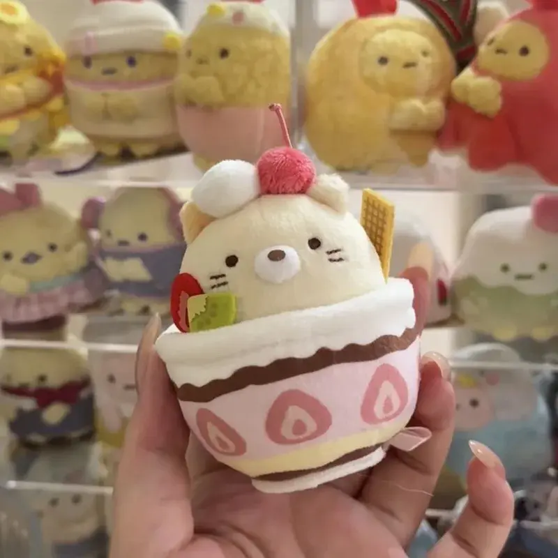 NEW SumikkoGurashi Cat Parfait Dessert Series Plush toys Keychain SAN-X Fruit Party Stuffed Animals Cute Kitten doll  key ring