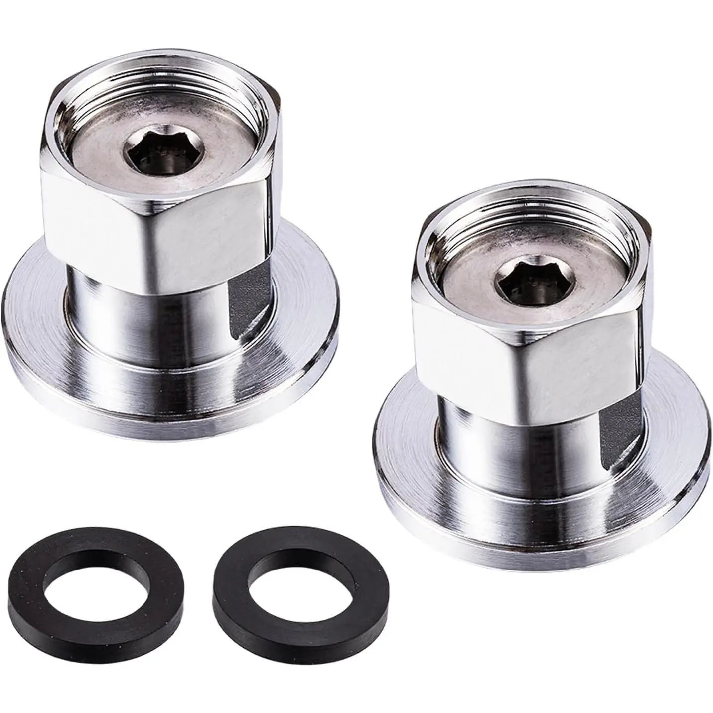 2 Pcs Brass Coupling Flanges, Commercial Sink Faucet Parts - 1/2 NPT Female Adjustable Eccentric Inlet for 8 Inch Center Wall Mount Faucet Installation
