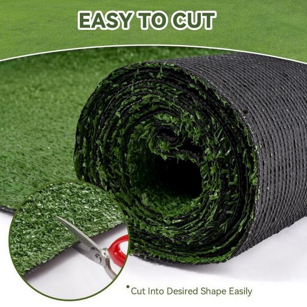 6x10 FT Artificial Grass Turf, 15mm Realistic Fake Grass Carpet with Drainage Holes, Durable Synthetic Lawn Rug for Dogs, Patio & Indoor Play
