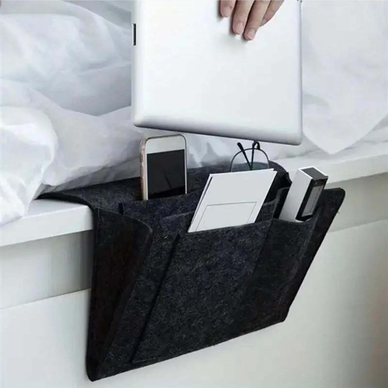 Felt Bedside Hanging Storage Bag, Hangable Storage 1 Count Mobile Phone Remote Control Tissue Storage Bag, Bedside Book Storage Hanging Bag, Home Organizer for Bedroom