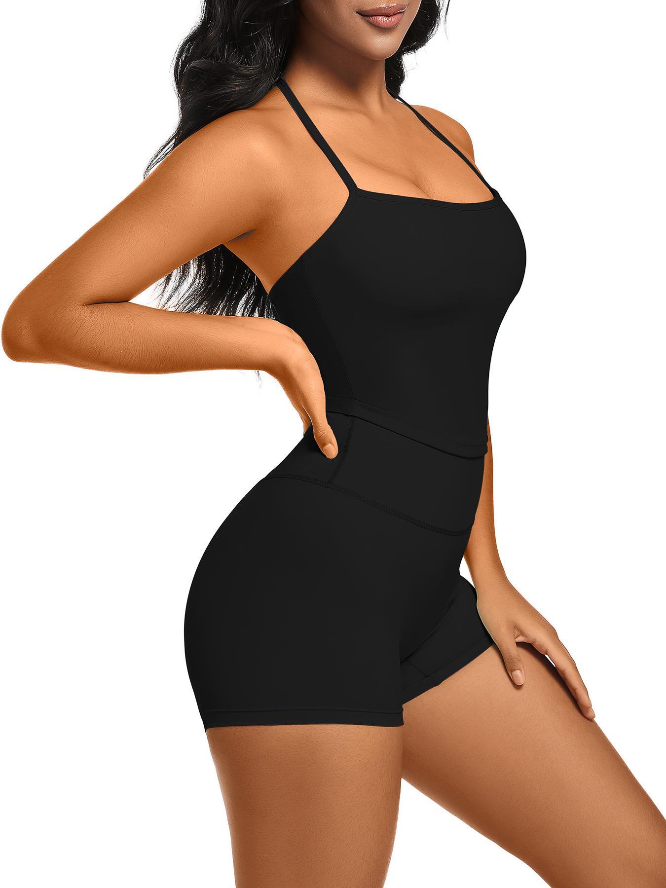 Women's Solid Cami Top & High Waist Shorts Sports Set, Breathable Comfortable Two-piece Outfits for Yoga Gym Workout Running, Ladies Summer Sportswear, Fitness Sportswear Set, Gym Clothes Workout