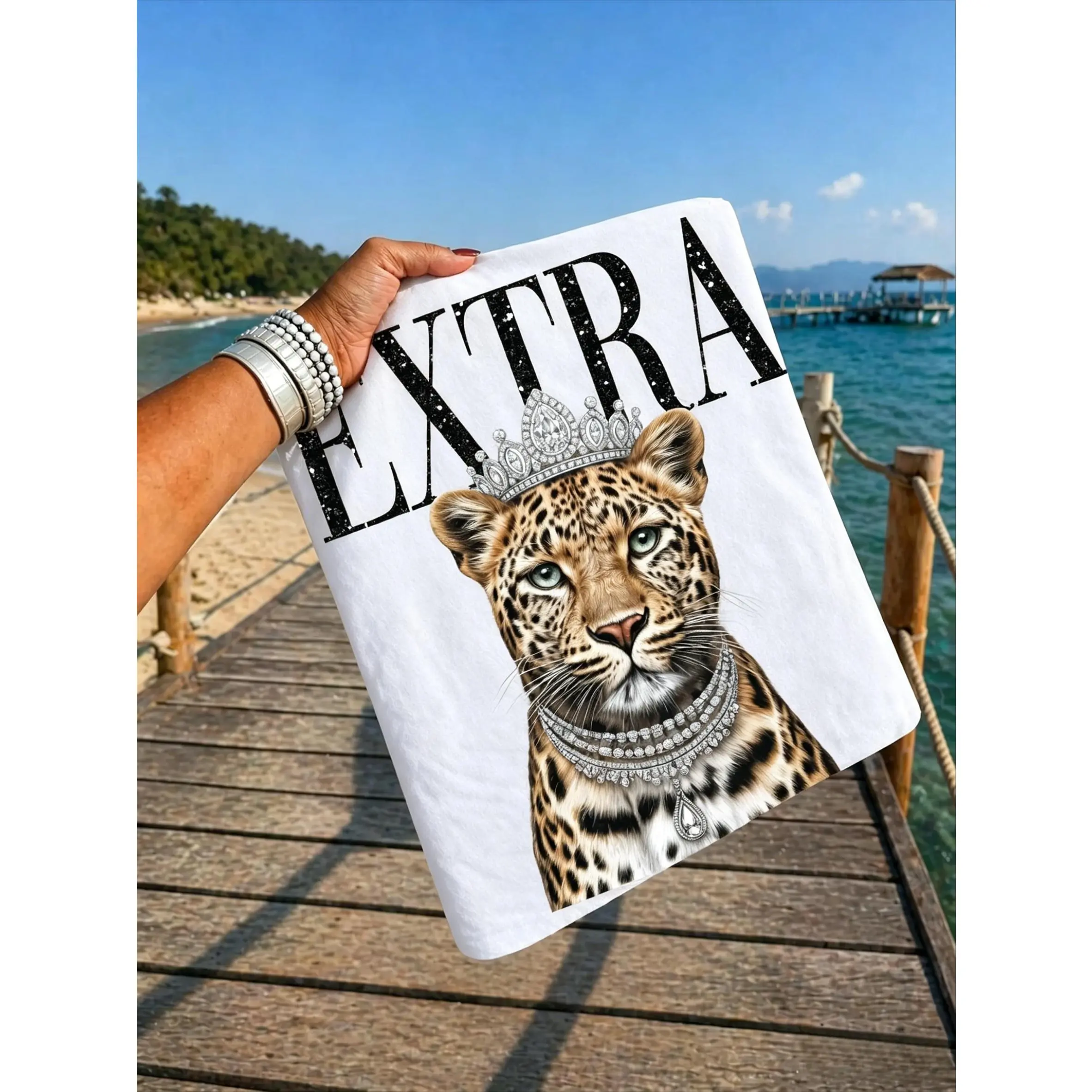 Leopard Queen: Crowned Cheetah Print Short-Sleeve Top