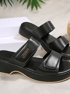 Comfortable Lightweight Thick Sole Sandals for Women, Adjustable Velcro Summer Slippers, Non-Slip Daily Commute Casual Shoes