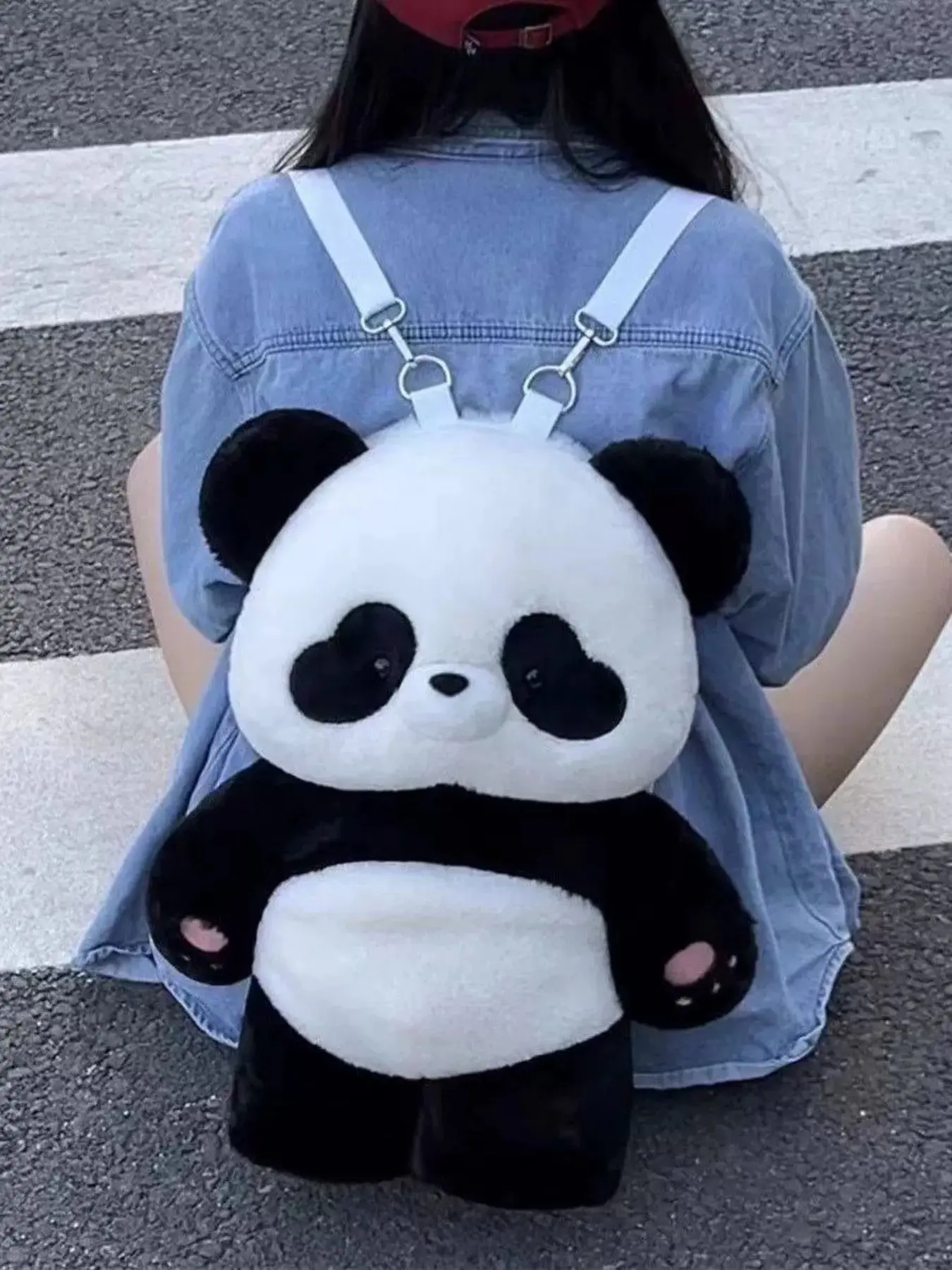 Cute Cartoon Panda 3D Doll Backpack for Women, Soft Plush Sweet Girl Stuffed Animal Bag, Casual Fashion Shoulder Bag, Puff Backpack